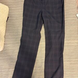 Banana Republic Navy and Pink Plaid Pants
